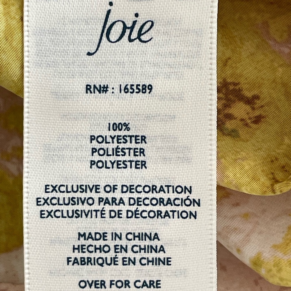 Joie Yellow and Cream Smocked A-Line Blouse - Picture 5 of 6